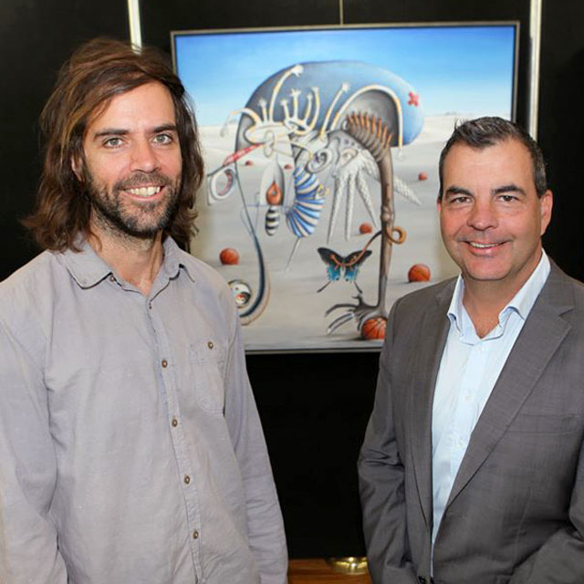 Jem Ham and Mayor Mark Irwin at Art awards