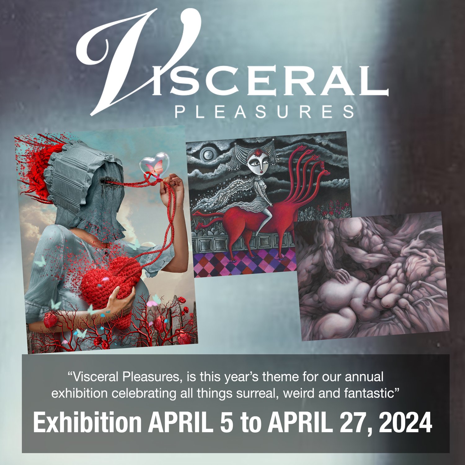 Visceral Pleasures exhibition at MetaGallery flyer